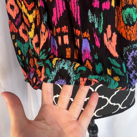 Christian Siriano Bold Colorful Maximal Print Stretchy Neckline Crop Top Size LG - Picture 5 of 9